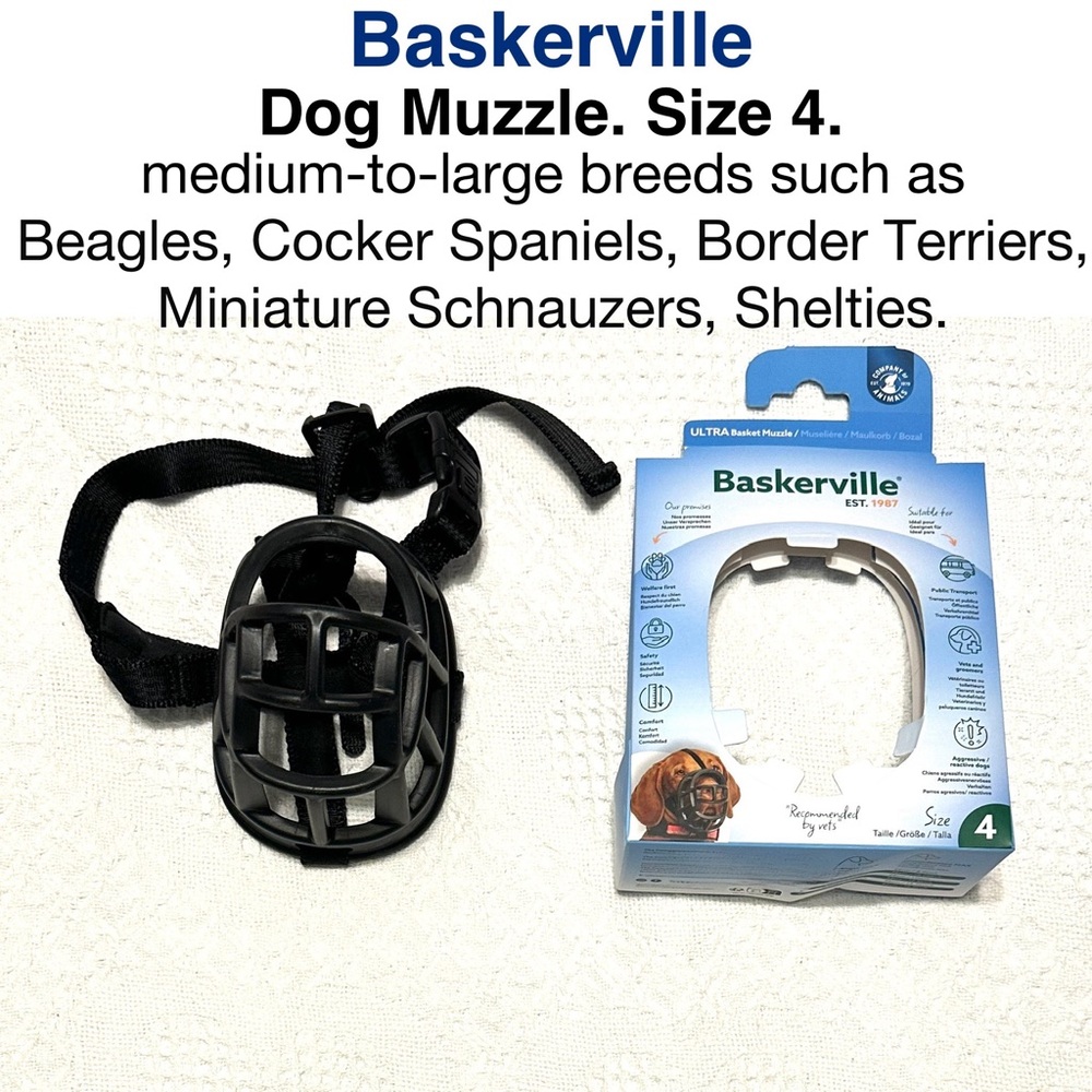 Baskerville Black Dog Muzzle Size 4 Medium Bread Pet Safety